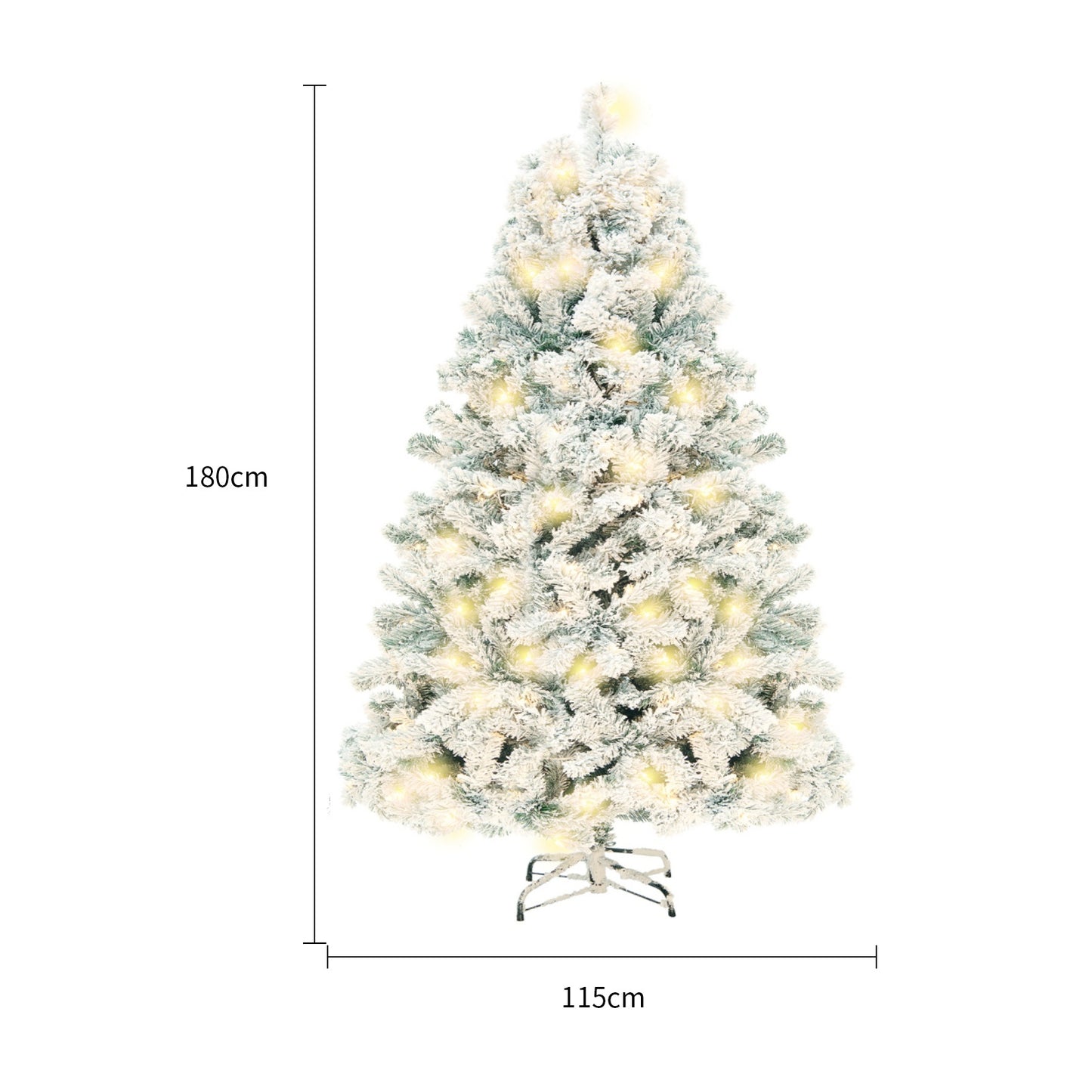Premium 230cm Artificial Christmas Tree - PVC Green & White with LED Lights